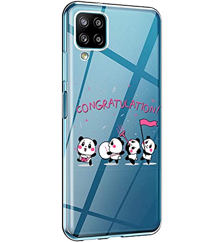 SGKITM Carcasa Samsung Galaxy A12 Transparente Silicona TPU Suave Funda Panda Lindo Elefante Parejas Animal Patrón Estuche Ultra-Delgado Proteccion Caja para Galaxy A12 6,5" (3)