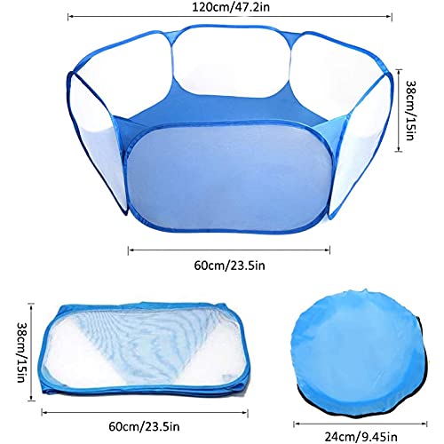 shajiahao Jaulas para Animales Pequeños,Valla para Mascotas Plegable,Tienda de Jaula Plegable,Parque de Animales Pequeños,Animales Pequeños Valla Portátil para Conejillos de Indias Conejos (Azul)