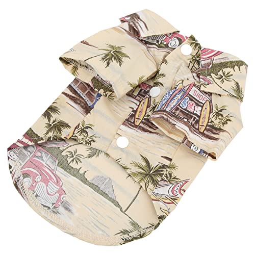 Shanrya Camisas de Verano para Mascotas, Camisa Hawaiana Beige para Perros, Tela Ligera Transpirable Fresca con Estampado de árbol de para Perros Y Gatos(XL)