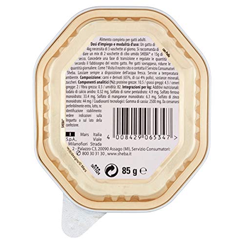 Sheba Paté Classics - Comida para Gatos con Pollo - 22 bandejas de 85 g, Total 1870 g