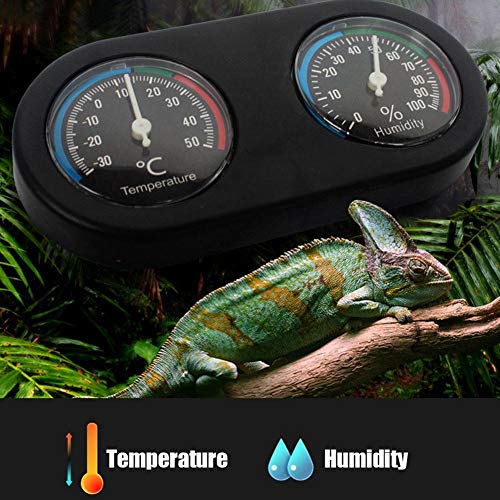 Sheens Dual Dial Reptil Termómetro Higrómetro Pet Crianza Box Mini Forma Redonda Calibrador para Reptil Tanque Lagarto Tortuga Araña Camaleón