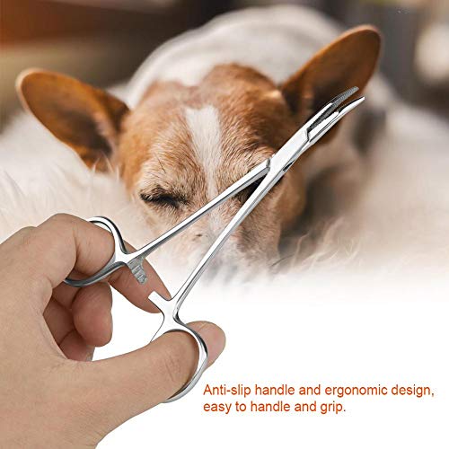 Sheens Pinza hemostática de Acero Inoxidable de 4.9 Pulgadas / 5.5 Pulgadas Mosquito Mascota Perro Gato Pinzas de Pelo Pinzas Pinza hemostática de Limpieza del oído Abrazadera Curvada(Pequeña)