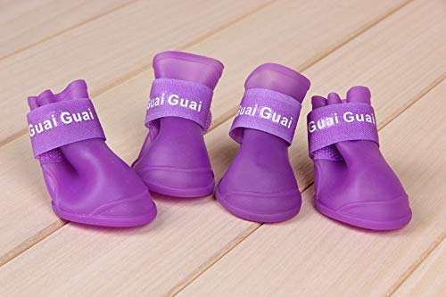 SHENGHUI Botas de Lluvia Mascotas Botas de Lluvia látex Fluorescente Zapatos para Perros Mascotas para Perros Antideslizante Impermeable para Perrito Cubierta de Zapato Botas de Lluvia Teddy