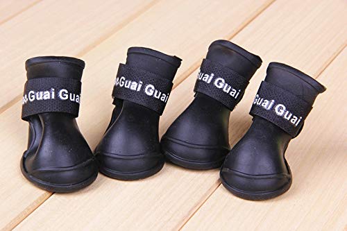 SHENGHUI Botas de Lluvia Mascotas Botas de Lluvia látex Fluorescente Zapatos para Perros Mascotas para Perros Antideslizante Impermeable para Perrito Cubierta de Zapato Botas de Lluvia Teddy