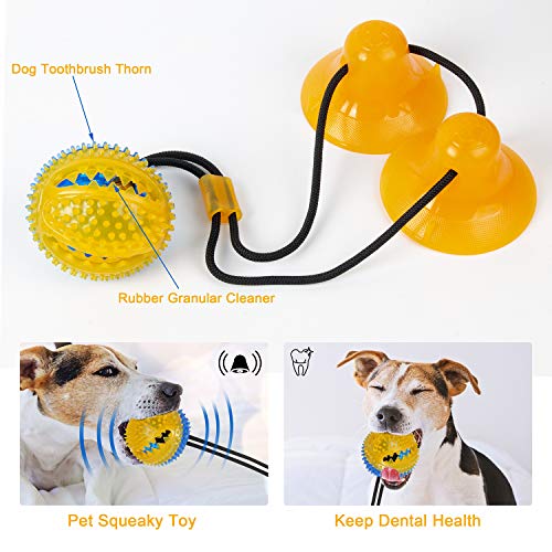 Shinmax Juguetes para Perro con campana,Multifunction Pet Molar Bite Toy,Dispensador de Golosinas para Perros con ventosas,Función de Cuidado Dental para Perros,Adecuado para perros pequeños y grandes