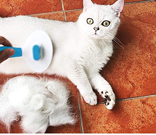 ShipeeKin Cepillo de limpieza para perros / gatos, peine desenredante para perros y gatos de pelo largo con botón de limpieza contra el pelo anudado para mascotas con pelo medio y largo