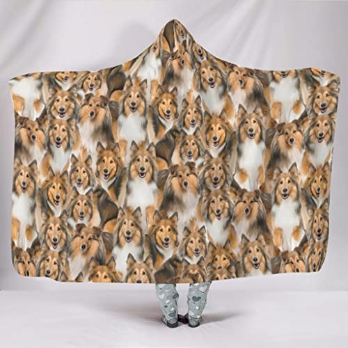 Shire Terry Manta con capucha de Shetland con diseño de perro pastor suave, ajuste para sofá multicolor de 50 x 60 pulgadas