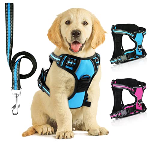 SIBOTER Arnés Perro, Arnes Perro Grande con Lineas Reflectante, Arnés Perro Antitirons Transpirable con Control de Manijia, Ideal para Perros Entrenamiento al Aire Libre