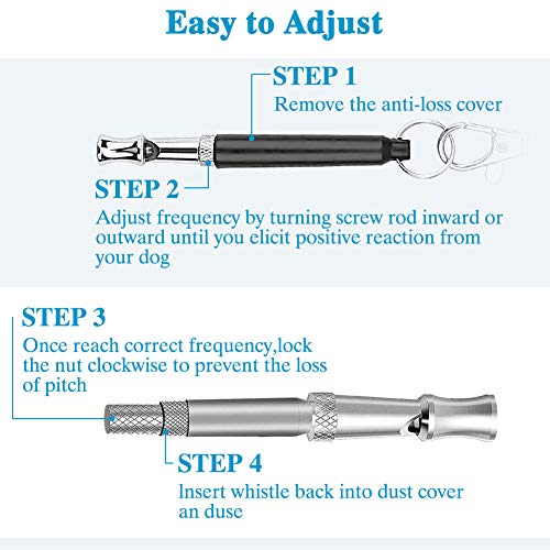 Silbato para Perros con cordón 2PCS, Silbato de Perro Antiladridos Ultrasonico Frecuencias Ajustables Formación Silbato