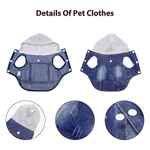 SILD - Chaqueta Vaquera con Capucha para Perros medianos y pequeños, diseño Vintage Desgastado, Color Azul (L)