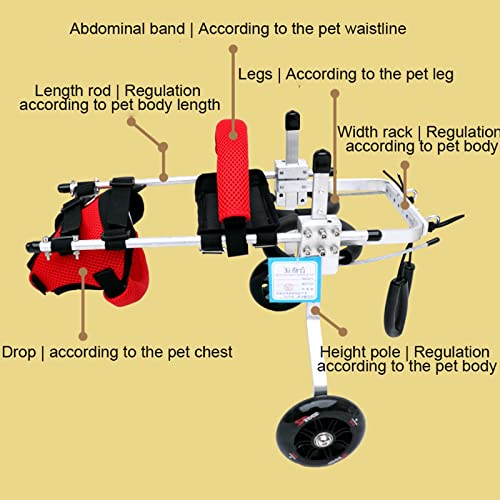 Silla De Ruedas para Perros Gato perro mascota silla de ruedas 2 ruedas de aluminio ajustable carro de aleación de aluminio gato silla de ruedas Pierna trasera Rehabilitación para mascotas para discap