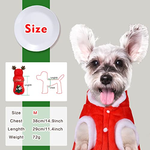 Simpeak Disfraz de Navidad para Perro, Gato Disfraz de Navidad, Suave Engrosamiento, cálido, para Navidad, para Fiestas, Cachorros, Gatos, suéteres de Invierno, Rojo, Talla M