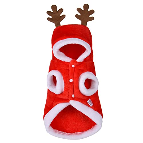 Simpeak Disfraz de Navidad para Perro, Gato Disfraz de Navidad, Suave Engrosamiento, cálido, para Navidad, para Fiestas, Cachorros, Gatos, suéteres de Invierno, Rojo, Talla M