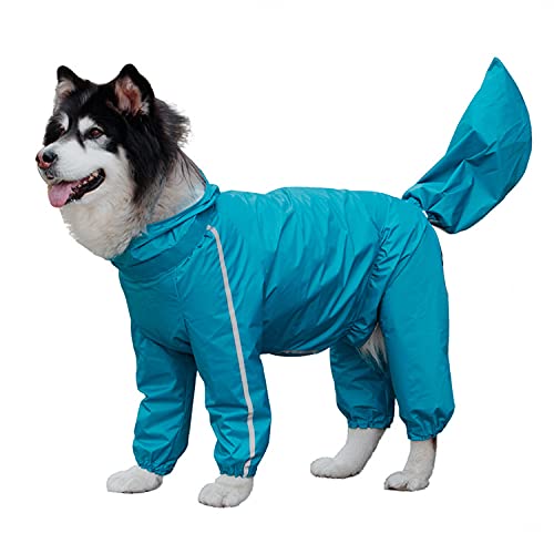 SIQI Pet Supplies 4 patas protección completa del vientre para perro grande impermeable cola impermeable Golden Retriever Poncho de perro mediano y grande para perro de perra azul ||| 11XL