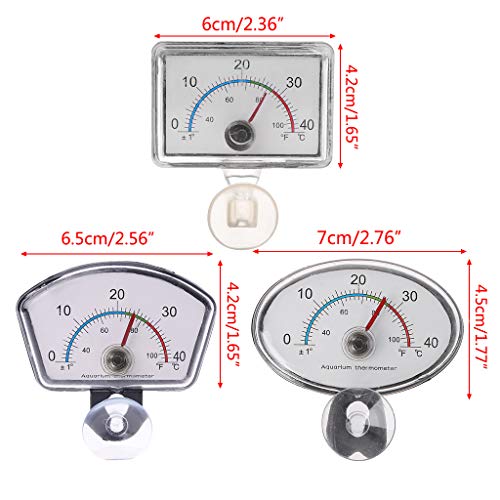 siwetg Termómetro para acuario, puntero, tanque de peces, esfera de temperatura, sumergible con ventosa