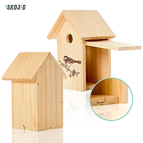 Skojig Casa para pájaros con diseño/Techo a Dos Aguas