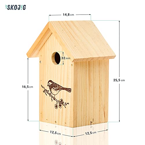 Skojig Casa para pájaros con diseño/Techo a Dos Aguas