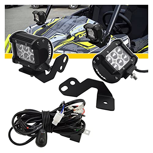 Sky City Accesorios para automóviles Barra de luz LED 4 Pulgadas 1 8W A- Pilar DIRIGIÓ Kit de cableado de Soportes de Vaina UTV Apto para Polaris RZR XP 1000 RZR 900 Turbo