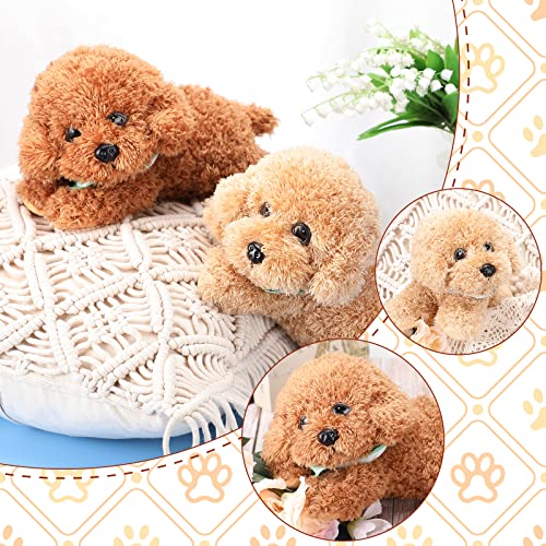 Skylety 2 Piezas Animales de Peluche de Perro Juguetes de Felpa de Perro Pequeño Cachorro de Peluche Marrón Claro Muñeca de Peluche para Cachorros para Suministros de Fiesta Cumpleaños, 12 Pulgadas