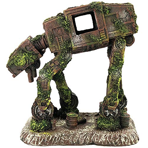 SLOCME Acuario At-At Imperial Walker Todo Terreno Blindado Transporte Decoraciones - Tanque de Pescado Robot de Resina Betta Fish Hide Ornamento de Cueva