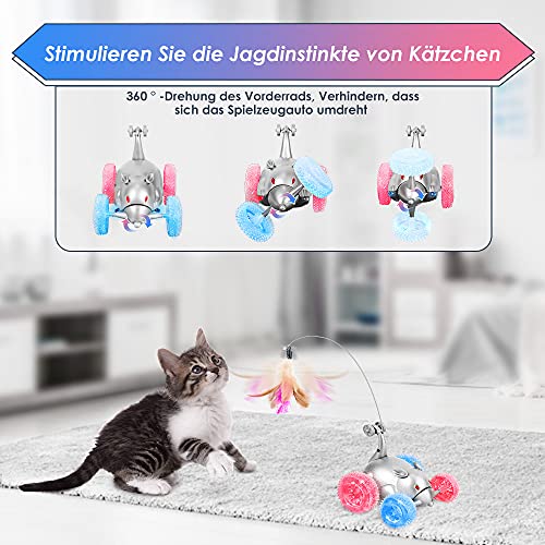 SlowTon Juguete de Gato Remoto, Wheel Glow Mouse Shape Interactivo Movimiento Automático Robótico Rata Sonido Chaser Broma Coche para Gatito | Regalos Divertidos para Mascotas (Sin Batería Incluida)