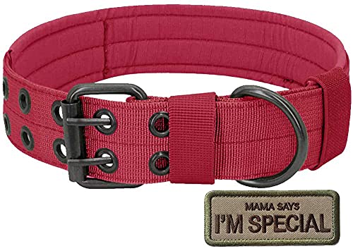 S.Lux Collares de Perro de Nylon, Anti-Desgaste Entrenamiento táctico al Aire Libre Cinturones de Perro de led Collar de Perros Grandes Negro Verde Marrón Collar para tu Perro (Rojo, M)