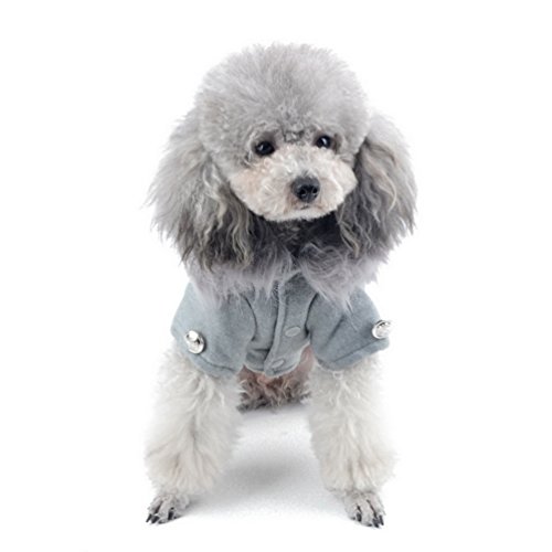 SMALLLEE_LUCKY_STORE - Abrigo de Lana con Cuello de Pelo para pequeños Perros o Gatos cómodo Chaquetas para otoño e Invierno Chihuahua Pomerania Ropa de Abrigo