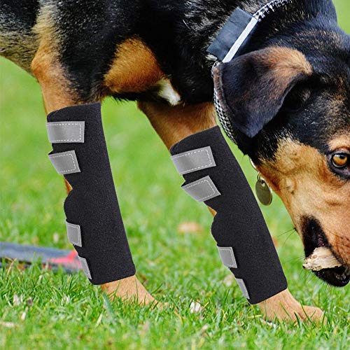 Smandy 2 Unids Perro Patas traseras Tirantes Canine Hind Hock Mangas Envolturas de articulaciones con Correas Reflectantes de Seguridad para Lesiones articulares Protección de esguince(XL)