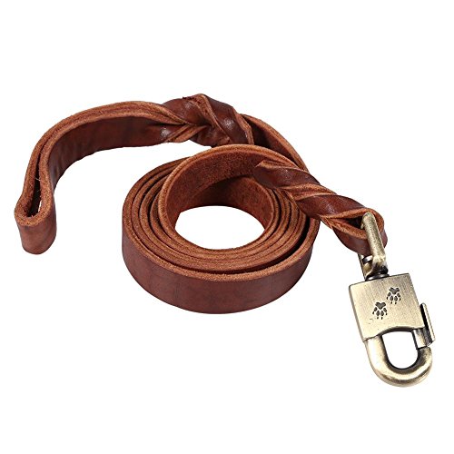 Smandy Correa de Perro de Cuero, 1pc Collar y Correa de Perro de Cuero Suave en la Cadena Trenzada del Animal doméstico de la Ventaja del Ancho del Entrenamiento del Perro 2.5cm(2.5 x 150cm)