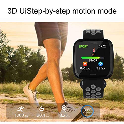 Smartwatch Pulsera de Actividad para Mujer Hombre, Reloj Inteligente IP68 Deportivo, Monitor de Ritmo Cardíaco en Tiempo Real, Sueño, Podómetro, Calorías, Notificación SMS para Android iOS,Blanco