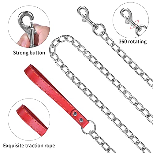 smatime Cadena Perro Metal 4mmx180cm Correa de Perro Resistente Cadena Perro de Plomo Correa de Entrenamiento para Perros con Mango Acolchado para Perros Medianos y Grandes