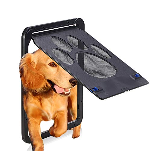 Smilelove Puerta Pantalla para Perros–Puerta Mascotas para Mosquitera con Solapa Magnética para Puertas Exteriores, Puerta de Mascotas con Cerradura para Gato y Perro (Klein 24x29 cm)