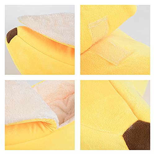 SMLJFO Lindo plátano gato cama casa caliente cama cama de dormir plátano cáscara casa gato suave felpa relleno Punny Dogs acogedor cama Mat cueva nido suministros para gatitos / M