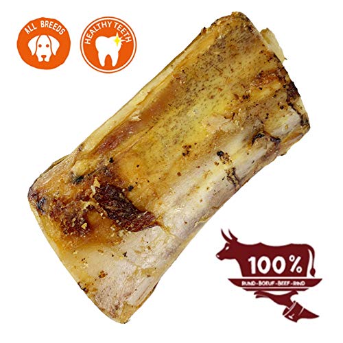 Snack perros, Golosinas para perros, Hueso de Ternera Ahumada con Carne en Superficie, Sólo un Ingrediente, 100% Natural, Juguete Masticable para Perros Pequeños, Medianos y Grandes. 2 UNIDADES.