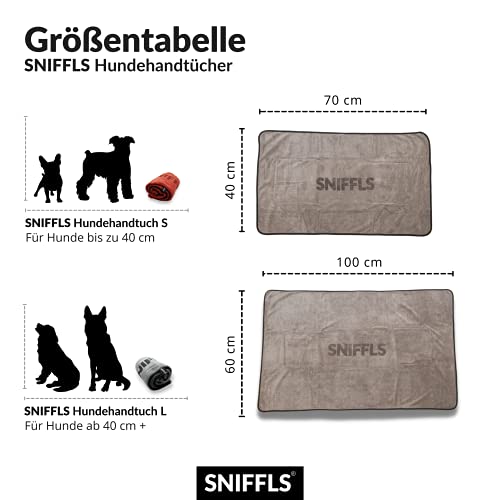 Sniffls® Toalla para perros prémium (pack de 2, suave y lavable), extra absorbente y de secado rápido para perros pequeños y grandes, accesorio perfecto para perros con práctica bolsa