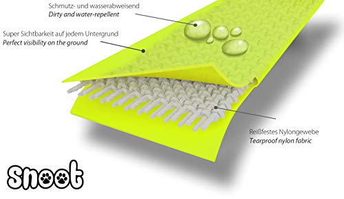 SNOOT Correa de Remolque de 5m, Correa para Perro, 2 mosquetones y Anillo D, Amarillo neón, Extra Delgado, Repelente de Suciedad y Agua.
