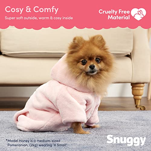 Snuggy Bata con Capucha para Perros – Deluxe Dog Plush Robe – Material térmico Premium Snuggy con Capucha – Suave Forro Polar Sherpa – Cómoda Capucha – Prácticos Cierres a presión (Rosa, Grande)