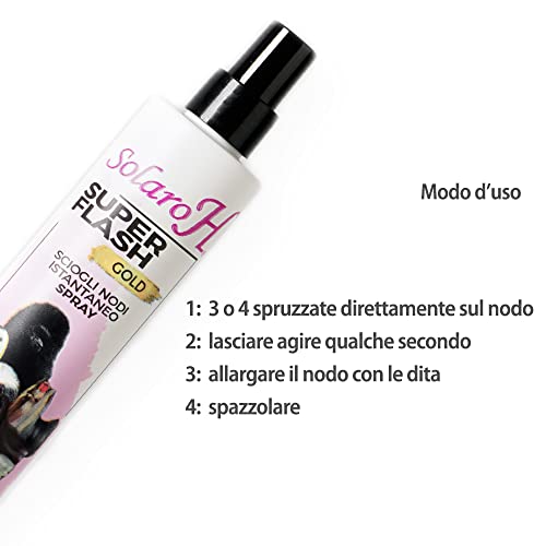 Solaro H Super Flash Gold - Desenredante en crema supernutritiva y abrillantadora de nueces de los inca no grasas, sin silicona (250 ml)