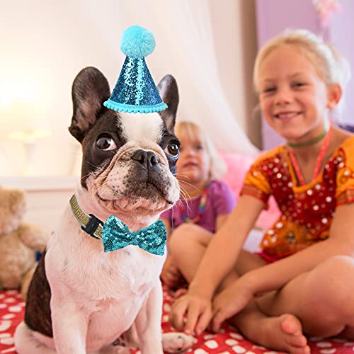 Sombrero de cumpleaños de Perro para Mascotas, Fiestas, Gatos, Gorros, Accesorios de Aseo, Diadema Ajustable, Pompones, Color Azul (Azul)