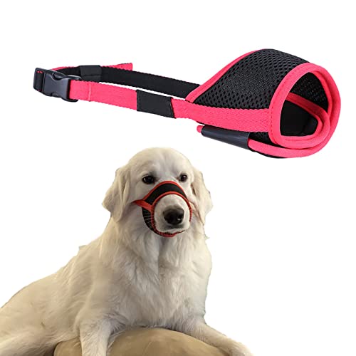 SONERNT Bozal de Perro Anti mordeduras ladridos y Masticar, bozal de Nailon Ajustable Transpirable para Perros pequeños, medianos y Grandes (Rojo, XL)