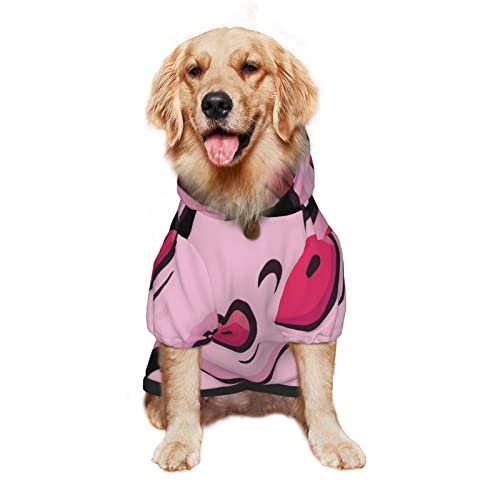 Sonrisa Rosa Cerdo Impresión Ropa De Perro Ropa De Traje De Mascota Ropa De Ropa Con Capucha De Invierno De Paño De