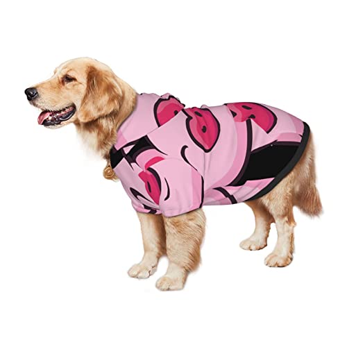 Sonrisa Rosa Cerdo Impresión Ropa De Perro Ropa De Traje De Mascota Ropa De Ropa Con Capucha De Invierno De Paño De