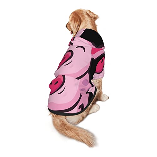 Sonrisa Rosa Cerdo Impresión Ropa De Perro Ropa De Traje De Mascota Ropa De Ropa Con Capucha De Invierno De Paño De