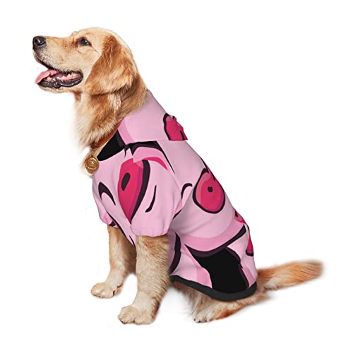 Sonrisa Rosa Cerdo Impresión Ropa De Perro Ropa De Traje De Mascota Ropa De Ropa Con Capucha De Invierno De Paño De