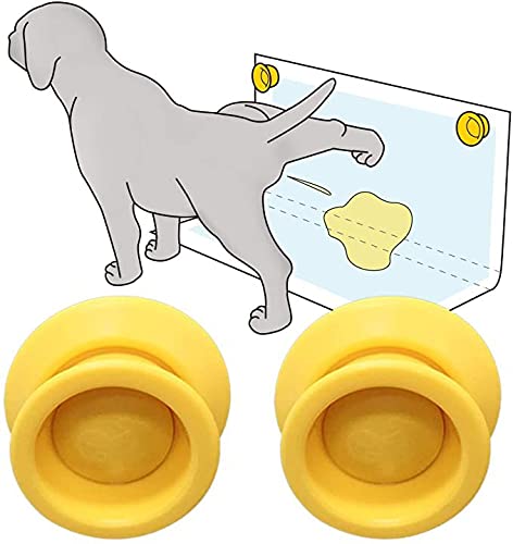 Soporte de Almohadilla para Perros y Cachorros, Soporte de Almohadilla de Entrenamiento para Orinal, Trabajo con Almohadilla Wee Wee para Perros de Interior, imanes Fuertes, Paquete de 2 Amarillo