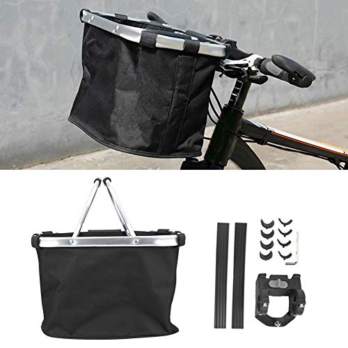 Soporte para Transporte de Ciclismo, Cesta de Bicicleta Impermeable, Aleación de Aluminio Desmontable + Lona para Manillar de 22-31,8 Mm / 0,86-1,25 Pulg.