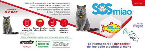 SOS BAU & Miao - Collar con placa localizador NFC para perros y gatos (SOS Miao)