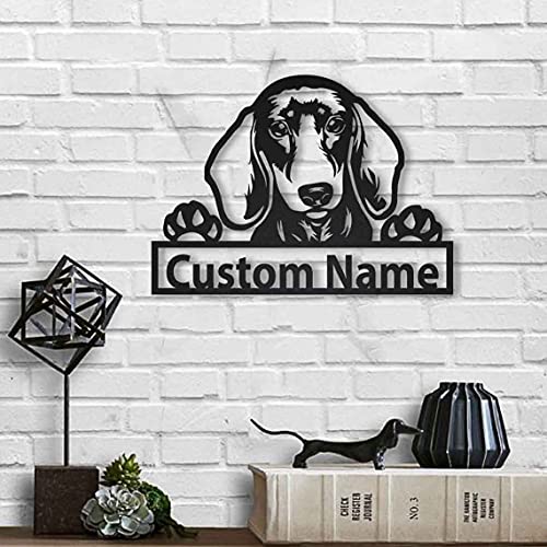 SOULSIS Personalizado del Letrero de de Madera del Perro del Perro Salchicha de No Te Lo Pierdas! Letrero de de Madera Personalizado Perro Dachshund | Animal Divertido | Regalo del día del Padre