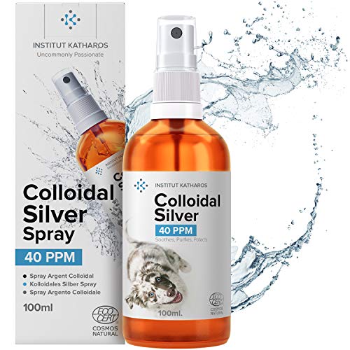 Spray de Plata Coloidal 100% Natural para Animales (Perros, Gatos) Versátil ● Cicatrizante ● Desinfectante y Antibiotico ● Picazón de perro (dermatitis, ácaros, alergia) ● Para Piel, Ojos, Oídos.