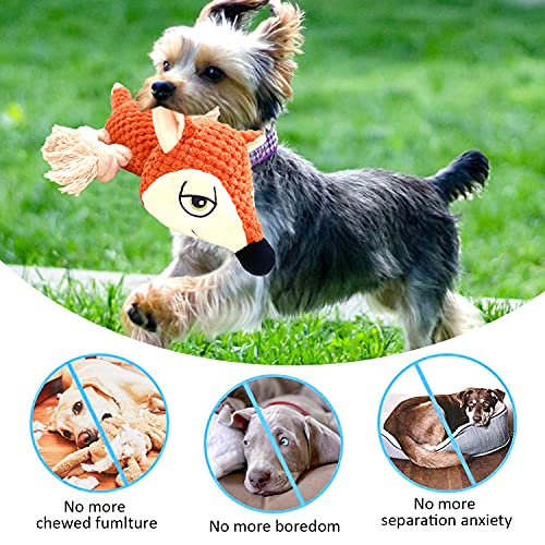 Sqinor Juguetes para Perros Sonido Resistentes Interactivos, Peluches para Perros Cachorros Grandes Pequeños, Regalos para Perros (Zorro)